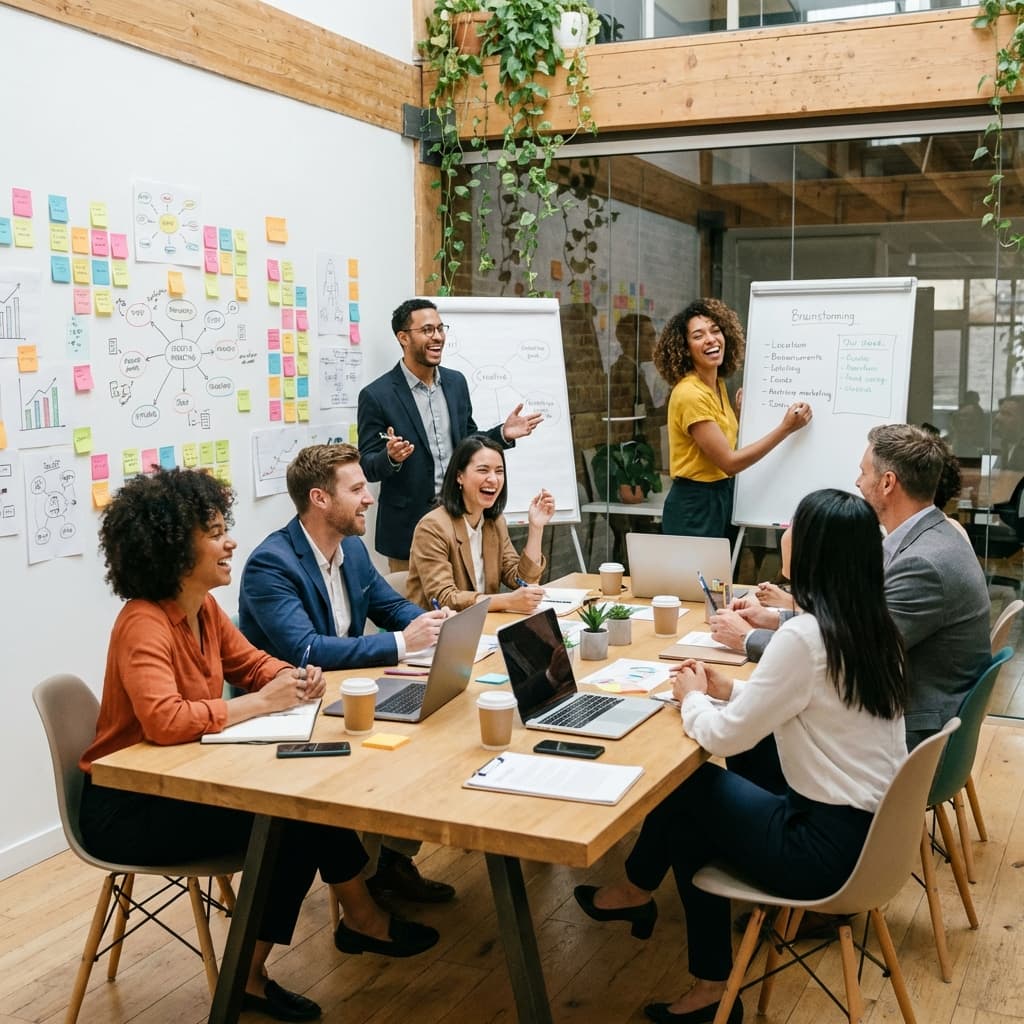 Marketing team working on campaign strategy